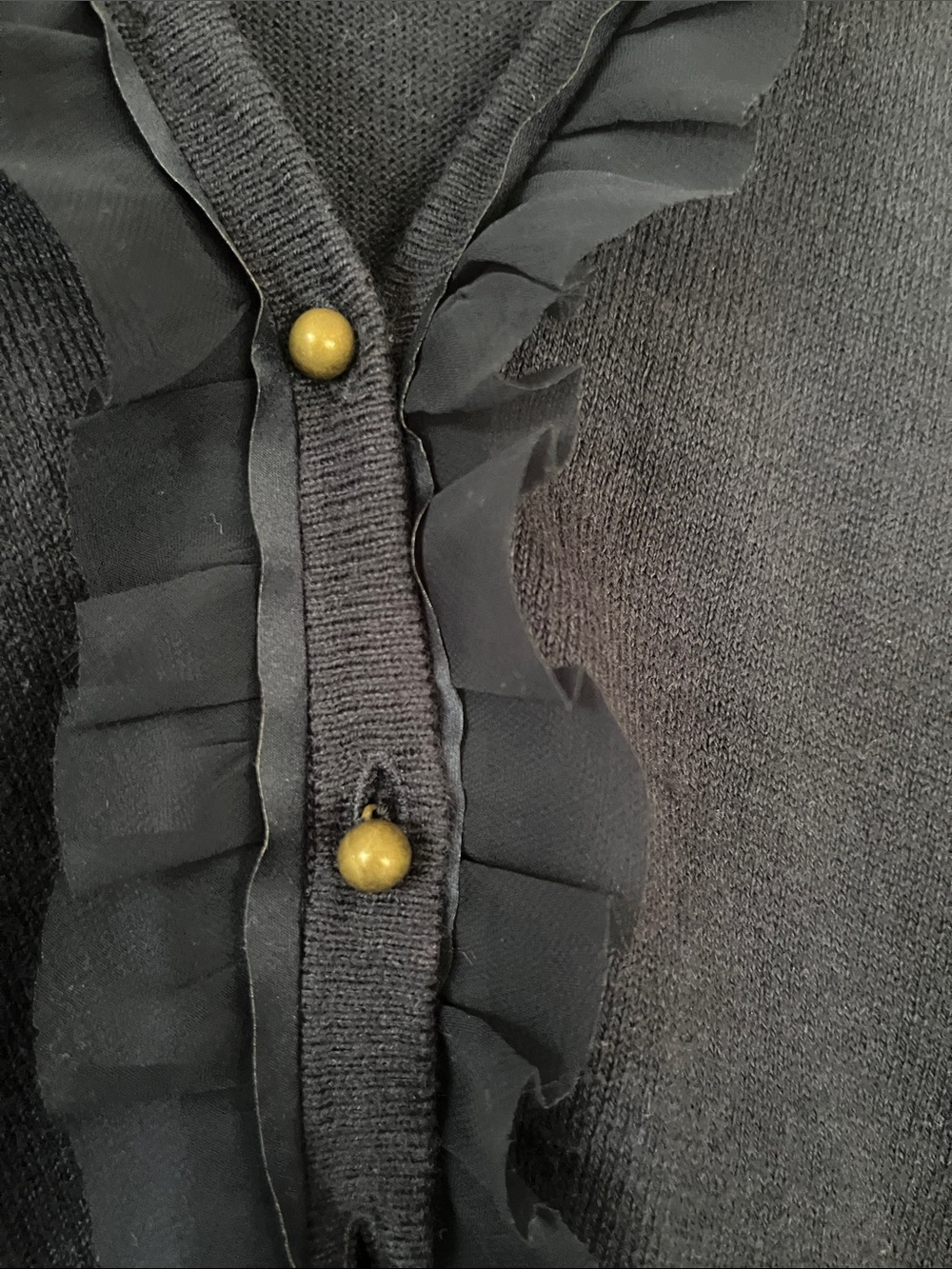 Esprit Navy Ruffle-Trim Button Cardigan - Picture 3 of 8